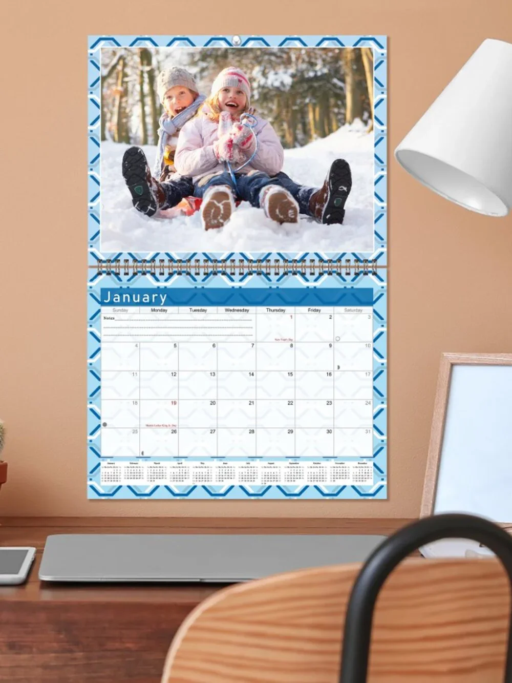 Personalized Custom 2027 Wall Calendar Spiral-bound - 12 Months. 11 x 8in. #04